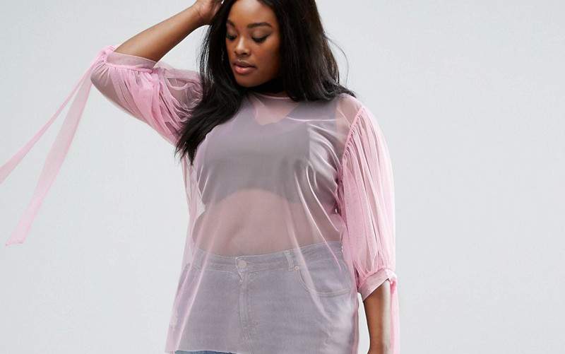 CURVE Top in Mesh with Bow Sleeves