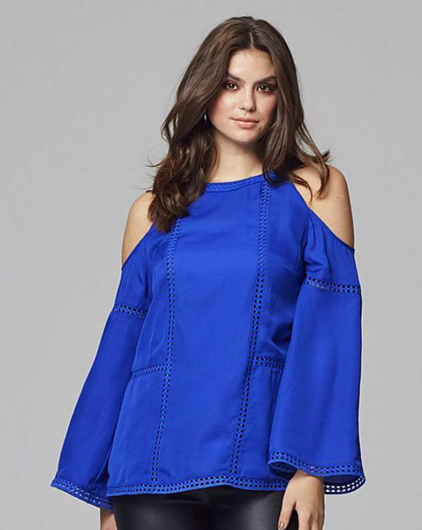 Lovedrobe Cold Shoulder Bell Sleeved Top at SimplyBe.com
